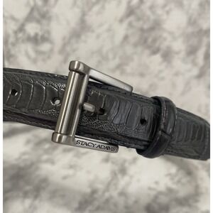Stacy Adams Genuine Leather Men's Embossed Belt Silver Buckle Gray Size 40"